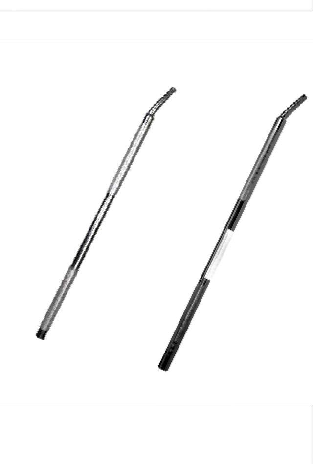 Two Kinedyne winch bars side by side, one chrome plated and one painted, each with a gripped handle end