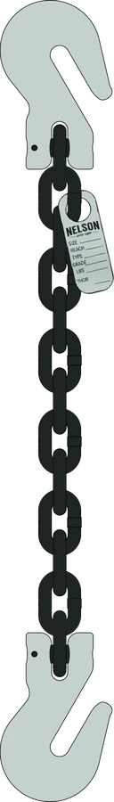 Single leg Grade 100 chain sling, clevis grab hooks on both ends