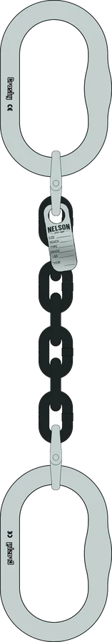 Single leg Grade 100 chain sling, oblong master links on each end