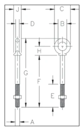 G-277 Shoulder Nut Eye Bolts &mdash; dimensioned drawing