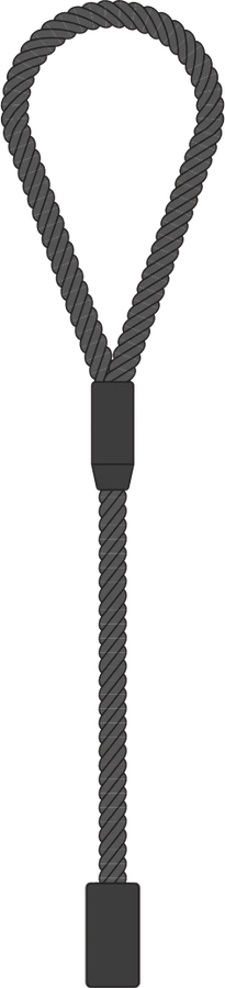 A pipe carrier lifting sling: a wire rope leg with a soft eye at the top, swaged sleeve and a carrier fitting at the bottom