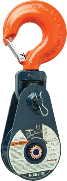 McKissick light champion snatch block with a swivel hook fitting