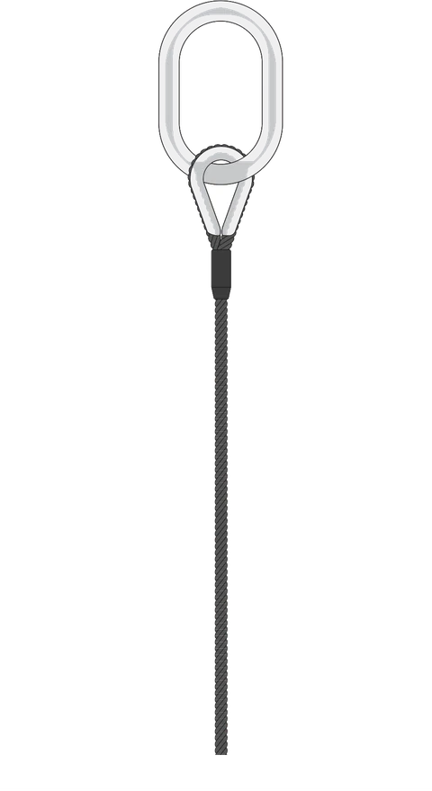 A roll off cable assembly with a thimble eye and master link on one end